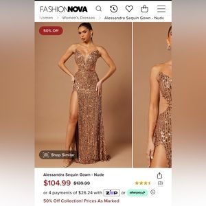 Never worn Sequin Gown - Nude